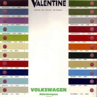 French 1971 colour card showing Poplila, Beat Blue, Hippie Green.