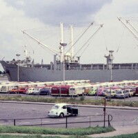 Two lines of Pop Bugs await export from Emden, 1971.
