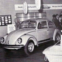 Central Motors Gloucester showroom from VW Motoring magazine, December 1973.