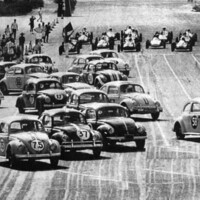 Dan Gurney in Empi Special #3 (foreground, third car from left) races at the 1963 Nassau Speed Week. This car was fitted with EMPI's famous anti-roll bar and camber compensator and the 30bhp engine was fitted with a sports exhaust system.