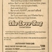 'Hey Kids. Come In and Drive Little Herbie Jr. But you must be accompanied by a parent.' - Monroeville Volkswagen Dealer.
